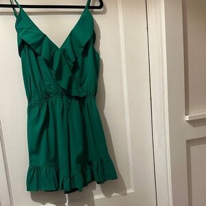 SHEIN Green Ruffled Romper